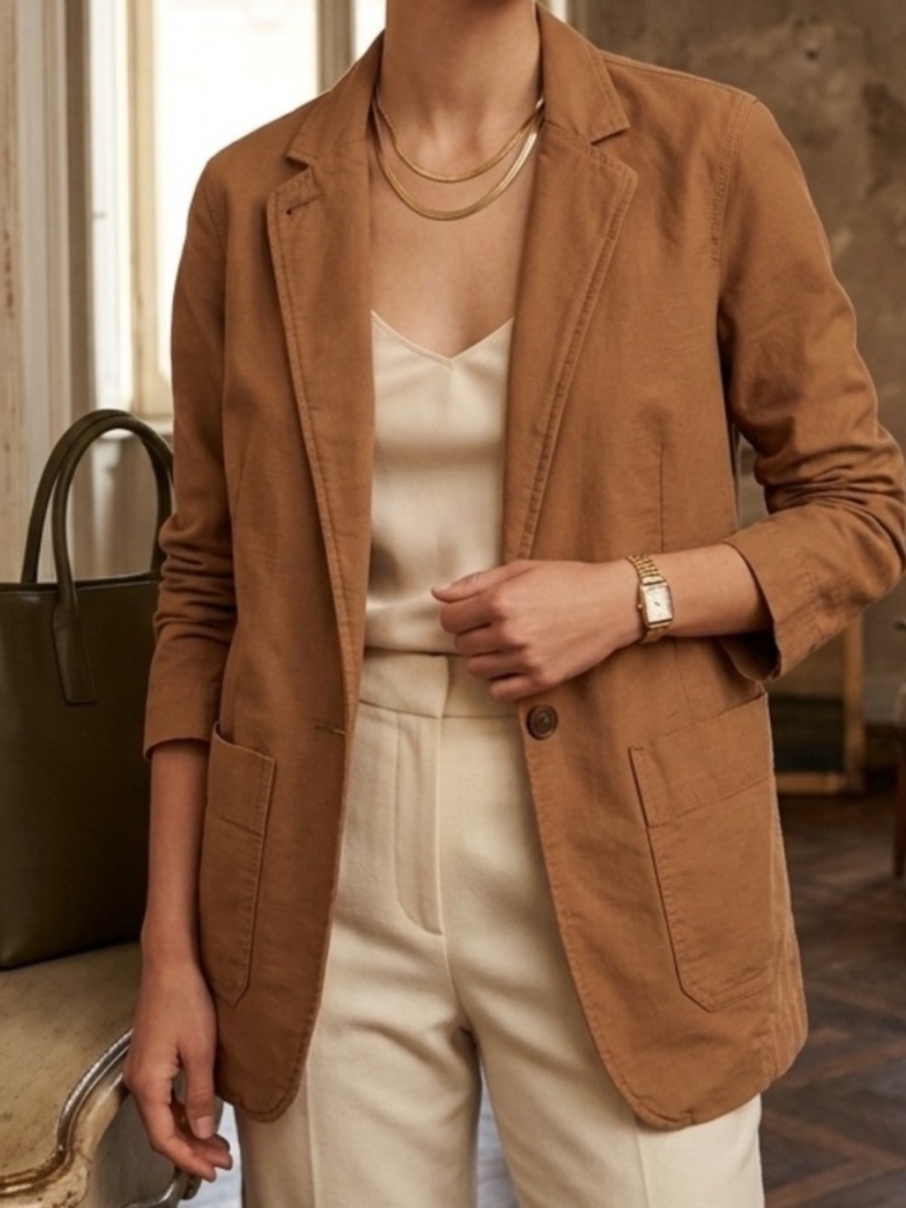 Everlane The Fatigue Blazer Chestnut Brown Utility Jacket L